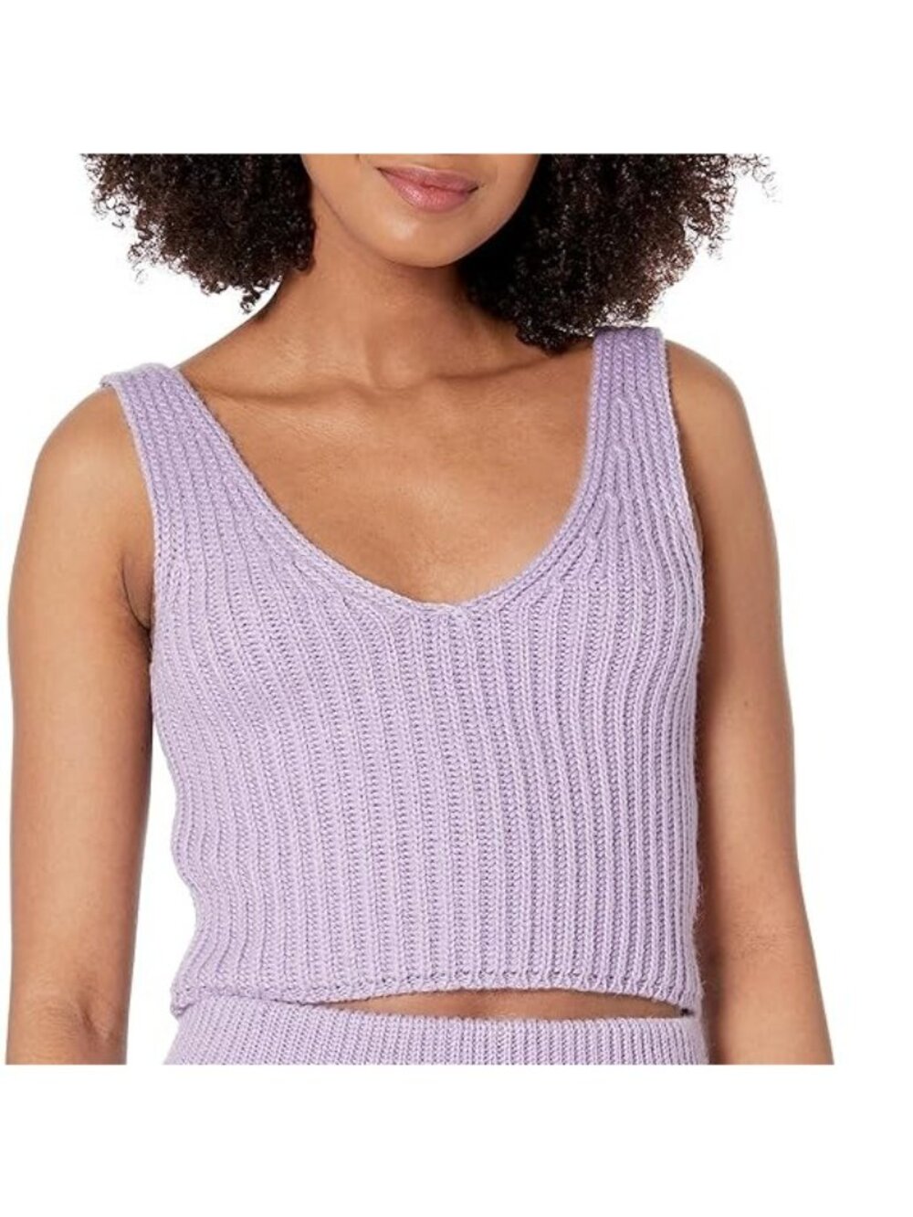 The Drop Sylvie Top Womens Sz Medium Lavender V-Neck Cropped Sweater Tank NEW